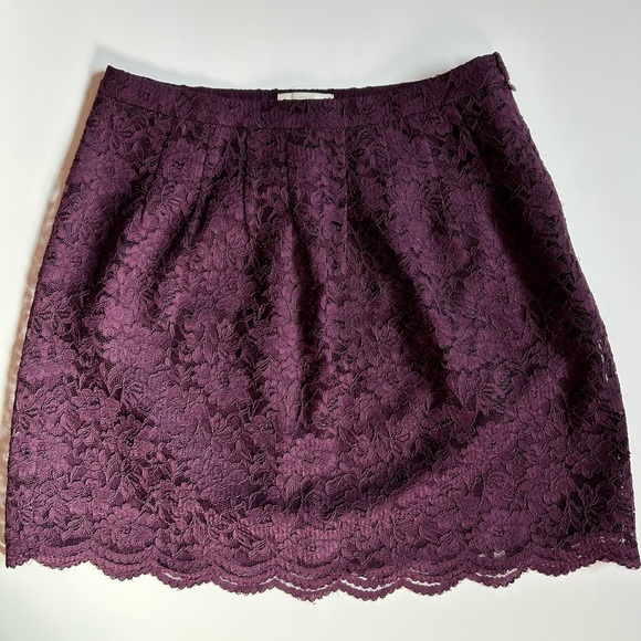 Ann Taylor LOFT skirt purple/maroon with lace size 4 petite - Picture 1 of 7